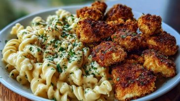 Crispy Parmesan Chicken Bites with Smoky Cajun Alfredo Gemelli Recipe