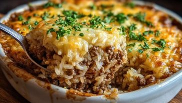 French Onion Ground Beef and Rice Casserole