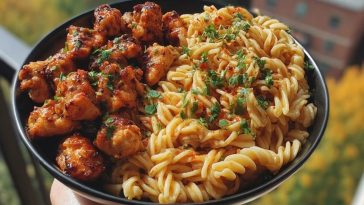Garlic Butter Chicken Bites with Spicy Cajun Alfredo Twisted Pasta