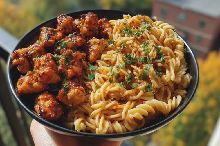 Garlic Butter Chicken Bites with Spicy Cajun Alfredo Twisted Pasta