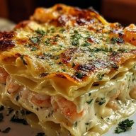Garlic Butter Shrimp Scampi Lasagna