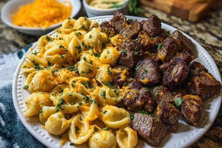 Garlic Butter Steak Bites & Loaded Cheddar Alfredo Shells