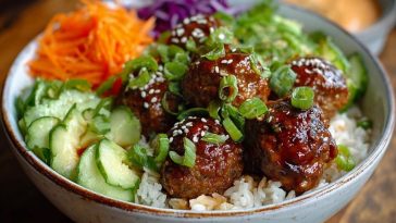 Korean BBQ Meatball Rice Bowls