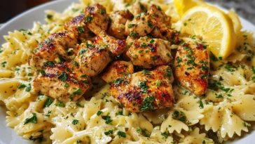 Lemon Garlic Chicken with Creamy Bowtie Pasta