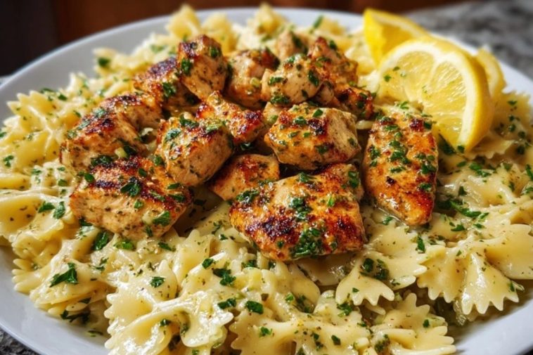 Lemon Garlic Chicken with Creamy Bowtie Pasta