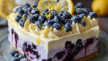 No-Bake Lemon Dazzling Blueberry Cream Cake