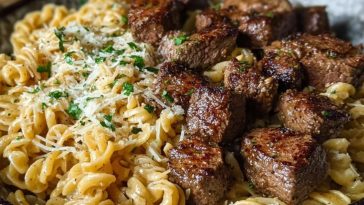 One-Pan Steak Bites & Cheesy Garlic Butter Noodles