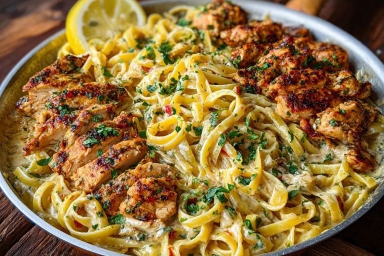 One-Pot Creamy Cajun Chicken Linguine with Garlic Mozzarella Sauce