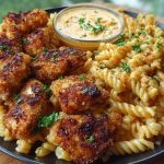 Parmesan Chicken Bites with Smoky Cajun Alfredo Gemelli