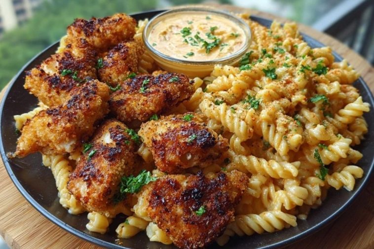 Parmesan Chicken Bites with Smoky Cajun Alfredo Gemelli