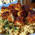 Parmesan Crusted Chicken Bites & Smoked Cajun Alfredo Gemelli