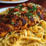 Spicy Cajun Chicken with Garlic Parmesan Linguine