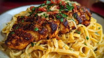 Spicy Cajun Chicken with Garlic Parmesan Linguine