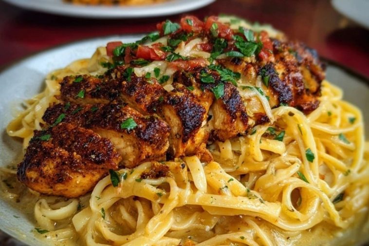 Spicy Cajun Chicken with Garlic Parmesan Linguine
