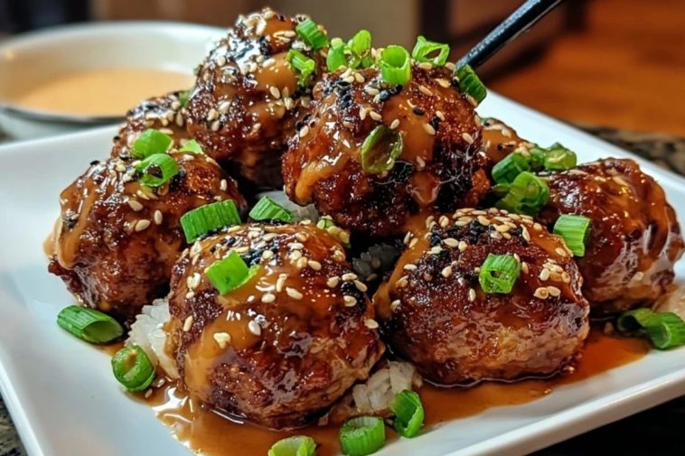 Sticky Korean BBQ Meatballs with Gochujang Glaze