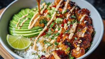 Sweet Chili Chicken Bowl with Coconut Lime Drizzle