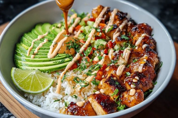 Sweet Chili Chicken Bowl with Coconut Lime Drizzle
