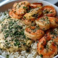 The Best Garlic Butter Shrimp Bowl Recipe with Herb Rice