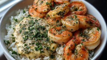 The Best Garlic Butter Shrimp Bowl Recipe with Herb Rice