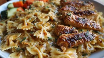 Bowtie Pasta with Creamy Cajun Chicken and Mozzarella Cheese Sauce