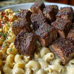 Cajun Steak Bites with Cheesy Garlic Shell Pasta Skillet