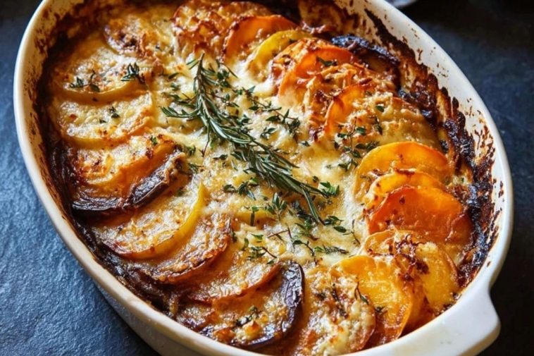 Cheesy Root Veggie Gratin