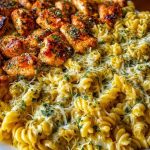 Cheesy Rotini with Garlic Parmesan Chicken Easy Pasta Dinner