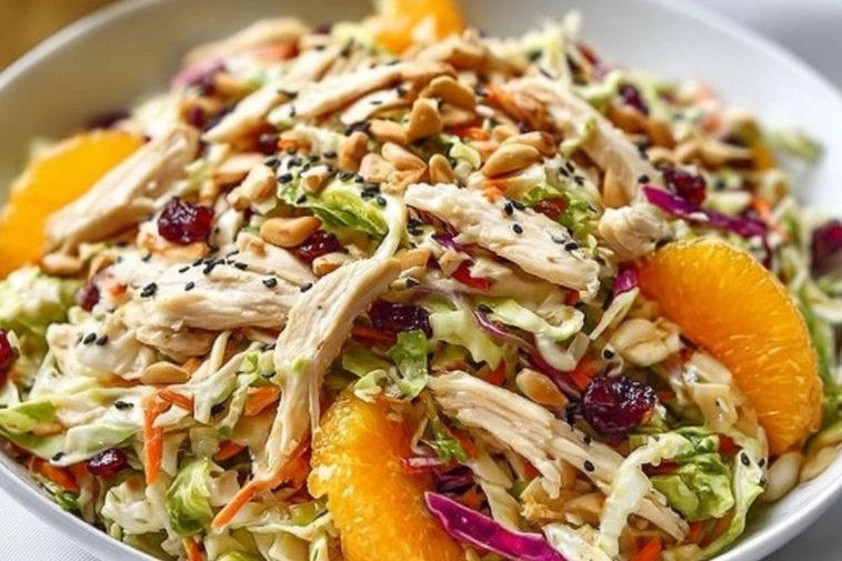 Chicken Coleslaw Salad with Ginger Sesame Dressing