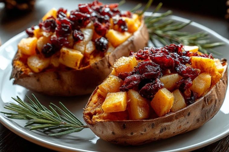 Cranberry Apple Twice-Baked Sweet Potatoes