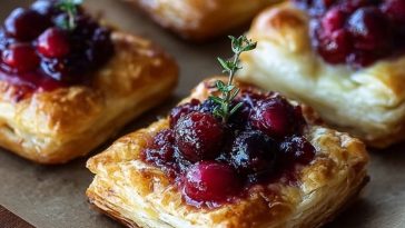 Cranberry Brie Puff Pastry Bites