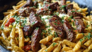 Creamy Cajun Butter Tender Steak Pasta Skillet