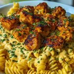 Creamy Jalapeño Garlic Chicken Bites with Twisted Cheddar Cajun Pasta