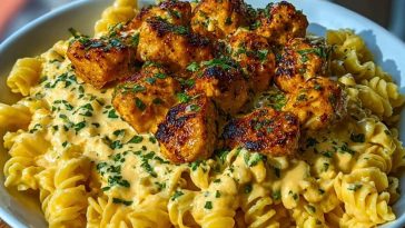 Creamy Jalapeño Garlic Chicken Bites with Twisted Cheddar Cajun Pasta