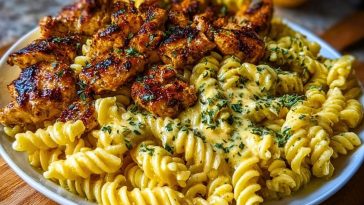 Creamy Parmesan Rotini with Cajun Garlic Butter Chicken