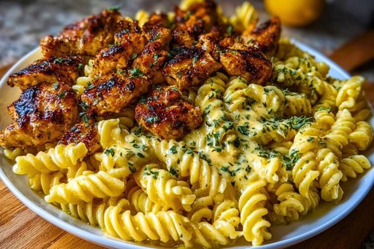 Creamy Parmesan Rotini with Cajun Garlic Butter Chicken