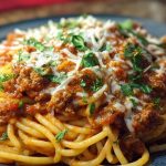 Creamy Velveeta Spaghetti with Italian Beef Marinara