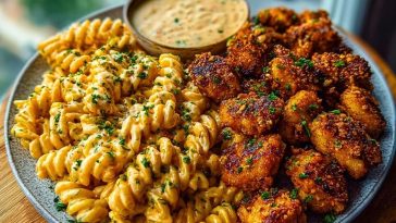 Crispy Chicken Bites & Blackened Cajun Alfredo with Roasted Corn Twists