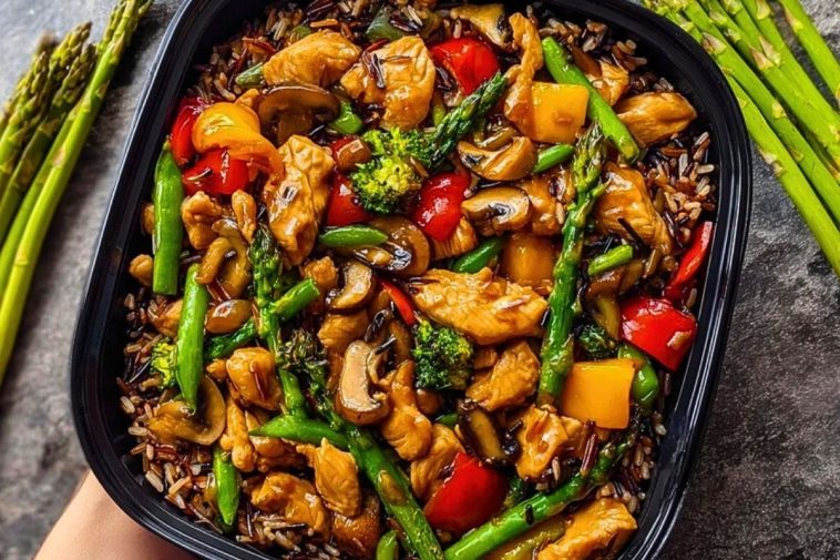 Delicious Teriyaki Chicken Stir-Fry Recipe with Colorful Veggies and Wild Rice