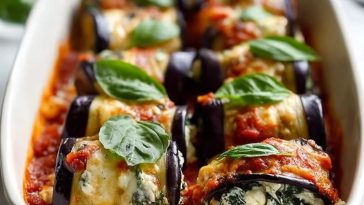 Eggplant Roll-Ups with Creamy Ricotta and Spinach