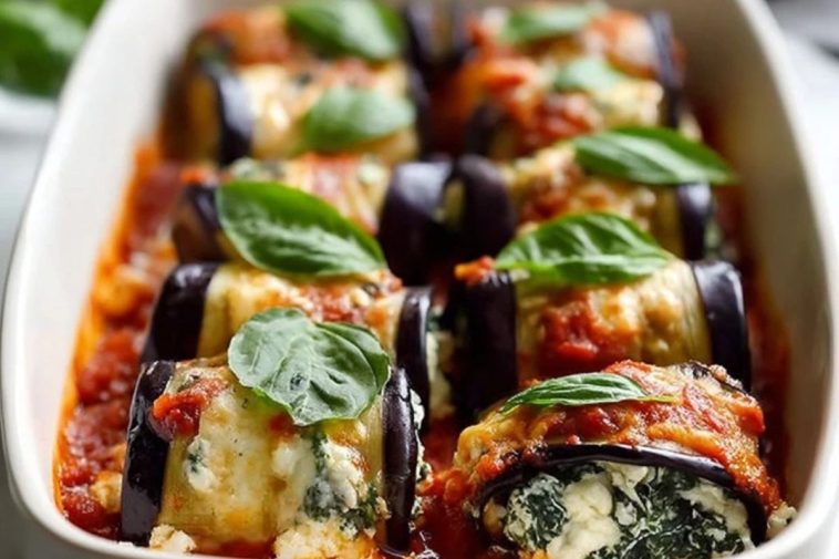 Eggplant Roll-Ups with Creamy Ricotta and Spinach