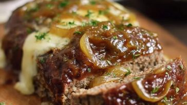 French Onion Meatloaf with Melted Swiss