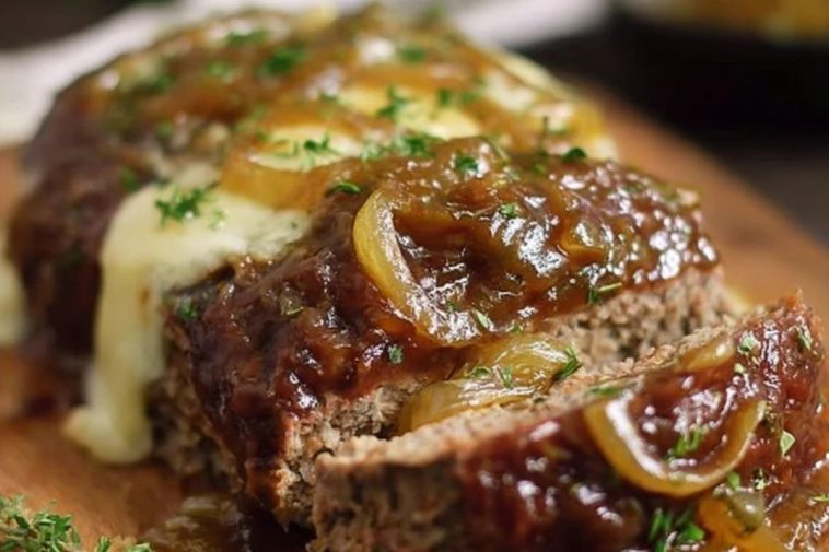 French Onion Meatloaf with Melted Swiss