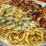 Garlic Butter Chicken with Velvety Parmesan Linguine