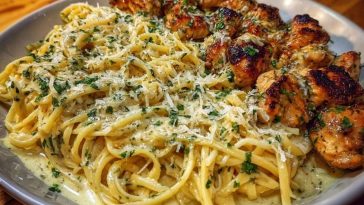Garlic Butter Chicken with Velvety Parmesan Linguine