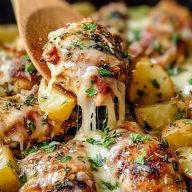 Garlic Parmesan Chicken and Potatoes Skillet