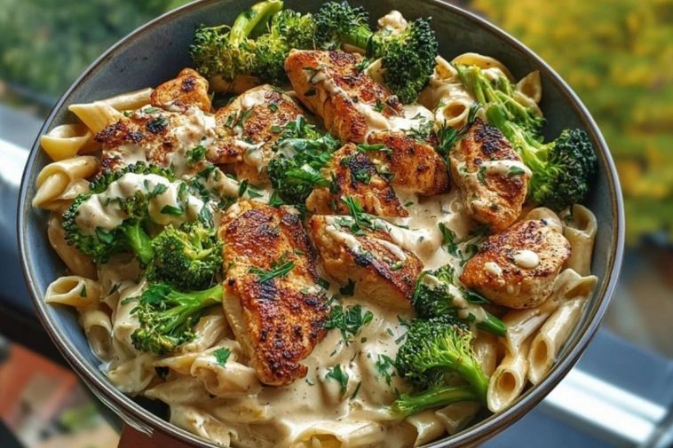 One Pot Cajun Chicken and Broccoli Alfredo Bowl