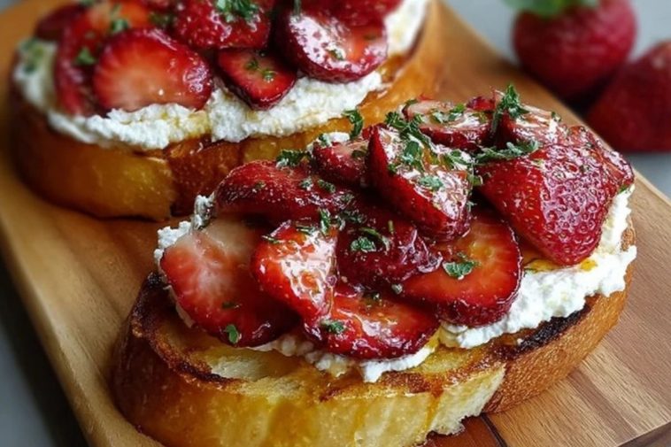 Roasted Strawberry Whipped Ricotta Toast