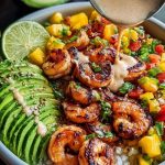 Shrimp and Avocado Bowls with Mango Salsa & Lime-Chili Sauce