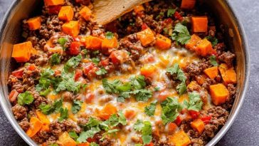 Southwest Ground Beef and Sweet Potato Skillet