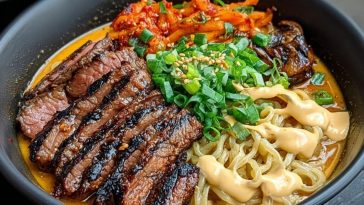 Spicy-Korean-Ramen-with-Grilled-Beef-Creamy-Sauce.